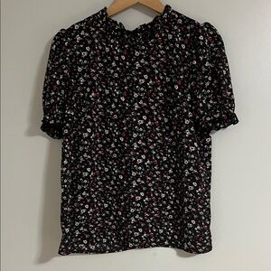 Floral Black and Red Women's Top